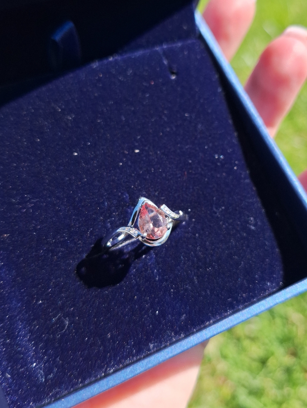 Sterling Silver Pear-Cut Elven Ring Color Shifting Center Stone
